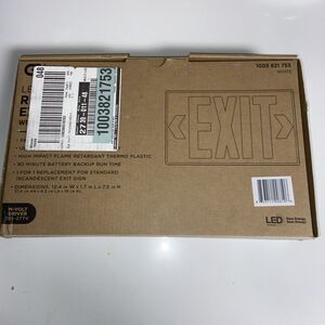 Commercial Electric LED Red/Green Exit Sign W/ Battery Backup NEW In Box